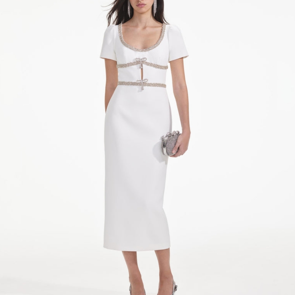 Self-Portrait White Midi Dress